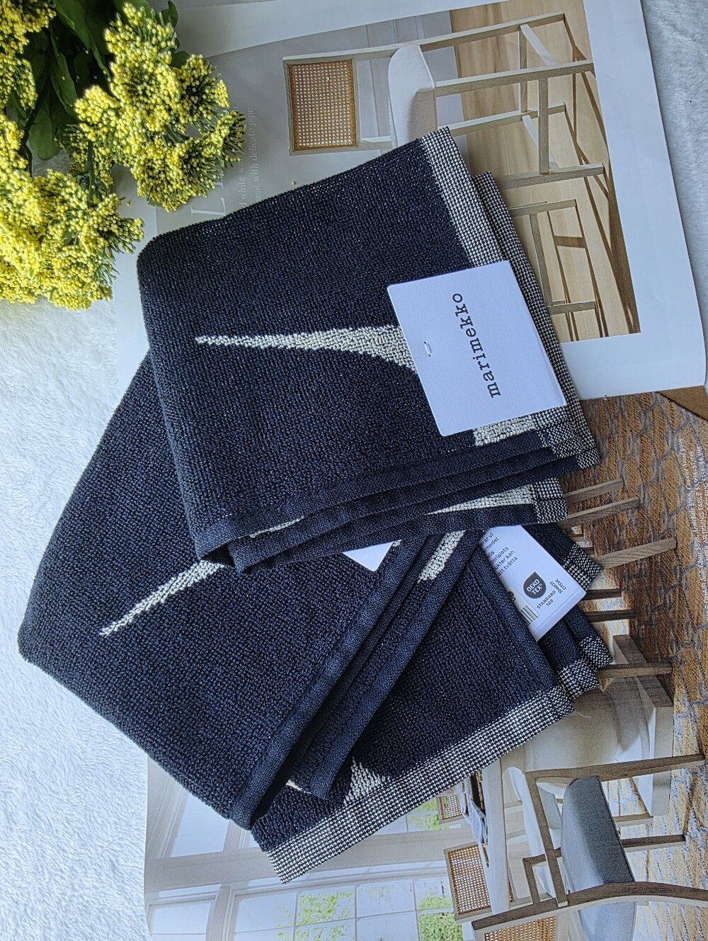 MARIMEKKO 3pc Unikko Mini Towel - Black/Offwhite - Picture 5 of 7